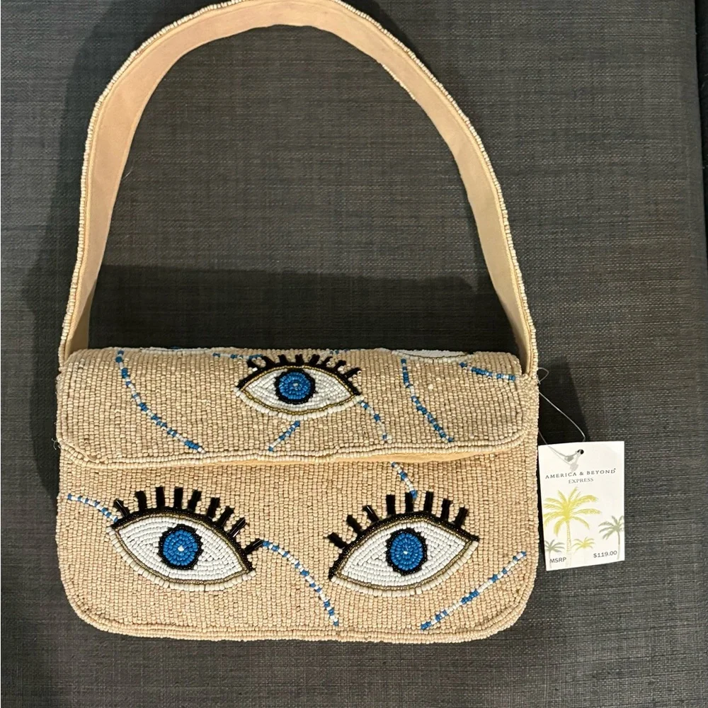 America & Beyond *FLAWED Celestial Evil Eye Beaded Bag Viral Blogger Favorite - Picture 2 of 10